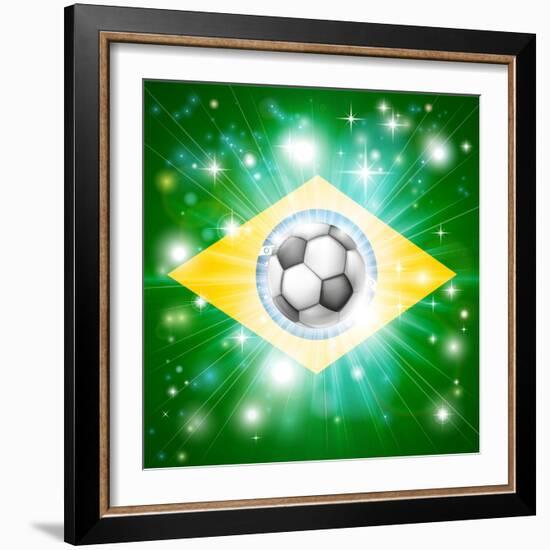 Brazil Soccer Flag-Krisdog-Framed Art Print