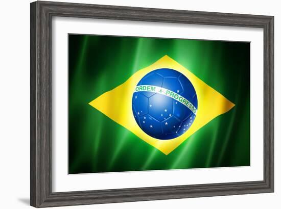 Brazil Soccer World Cup 2014 Flag-daboost-Framed Art Print