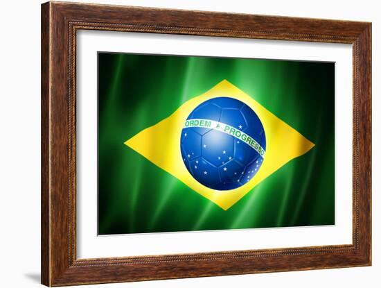 Brazil Soccer World Cup 2014 Flag-daboost-Framed Art Print