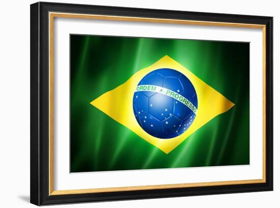 Brazil Soccer World Cup 2014 Flag-daboost-Framed Art Print