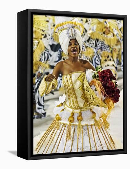 Brazil, State of Rio de Janeiro, City of Rio de Janeiro, Samba Dancer in the Carnival Parade at The-Karol Kozlowski-Framed Premier Image Canvas