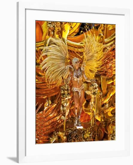 Brazil, State of Rio de Janeiro, City of Rio de Janeiro, Samba Dancer in the Carnival Parade at The-Karol Kozlowski-Framed Photographic Print