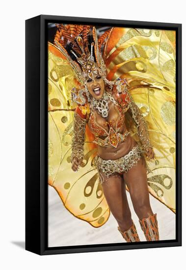 Brazil, State of Rio de Janeiro, City of Rio de Janeiro, Samba Dancer in the Carnival Parade at The-Karol Kozlowski-Framed Premier Image Canvas