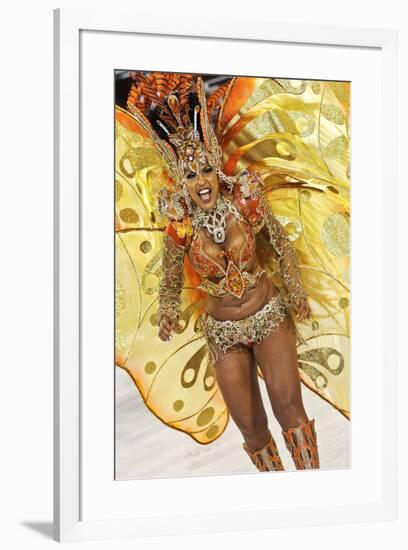 Brazil, State of Rio de Janeiro, City of Rio de Janeiro, Samba Dancer in the Carnival Parade at The-Karol Kozlowski-Framed Photographic Print