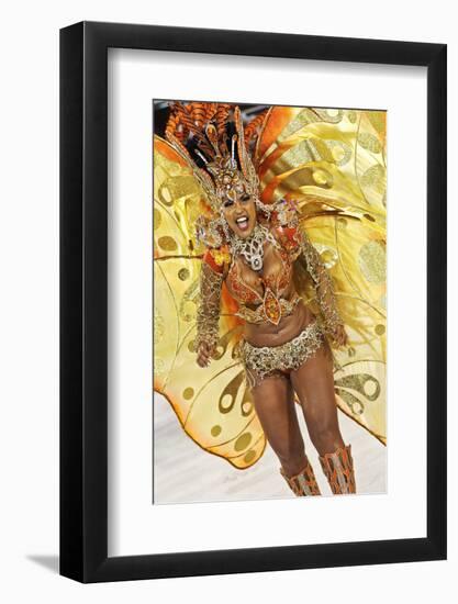 Brazil, State of Rio de Janeiro, City of Rio de Janeiro, Samba Dancer in the Carnival Parade at The-Karol Kozlowski-Framed Photographic Print