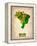 Brazil Watercolor Map-NaxArt-Framed Stretched Canvas