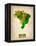 Brazil Watercolor Map-NaxArt-Framed Stretched Canvas