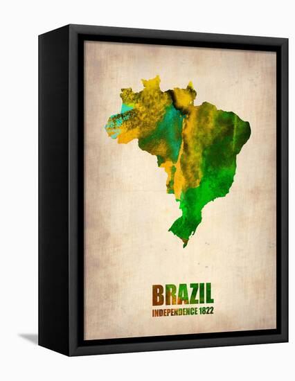 Brazil Watercolor Map-NaxArt-Framed Stretched Canvas