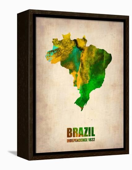 Brazil Watercolor Map-NaxArt-Framed Stretched Canvas