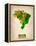 Brazil Watercolor Map-NaxArt-Framed Stretched Canvas