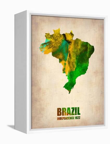 Brazil Watercolor Map-NaxArt-Framed Stretched Canvas