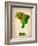 Brazil Watercolor Map-NaxArt-Framed Art Print