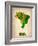 Brazil Watercolor Map-NaxArt-Framed Art Print