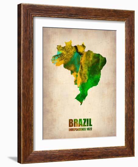 Brazil Watercolor Map-NaxArt-Framed Art Print