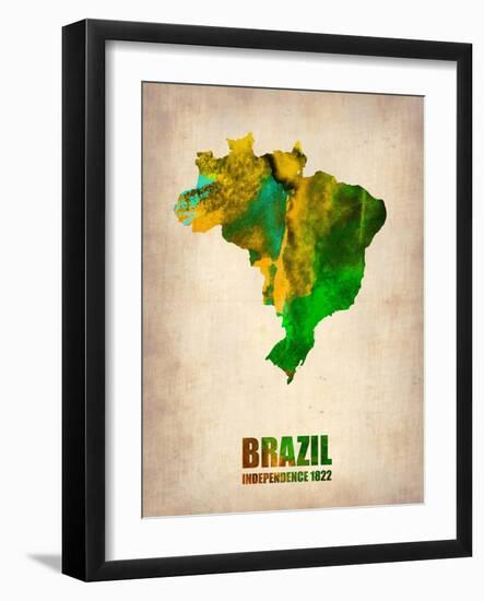 Brazil Watercolor Map-NaxArt-Framed Art Print