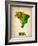 Brazil Watercolor Map-NaxArt-Framed Art Print