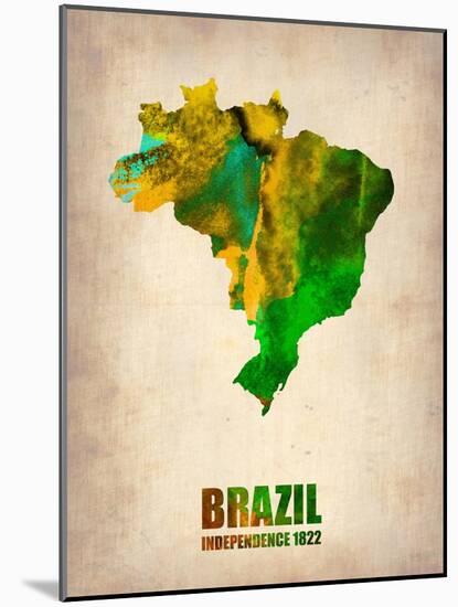 Brazil Watercolor Map-NaxArt-Mounted Art Print