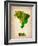 Brazil Watercolor Map-NaxArt-Framed Art Print