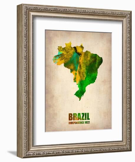 Brazil Watercolor Map-NaxArt-Framed Art Print