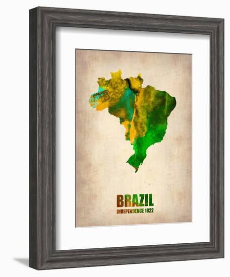 Brazil Watercolor Map-NaxArt-Framed Art Print