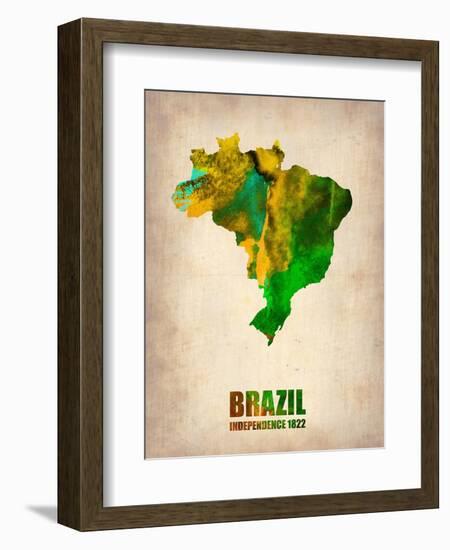 Brazil Watercolor Map-NaxArt-Framed Art Print