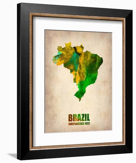 Brazil Watercolor Map-NaxArt-Framed Art Print