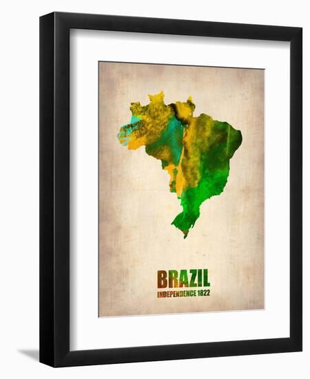 Brazil Watercolor Map-NaxArt-Framed Art Print