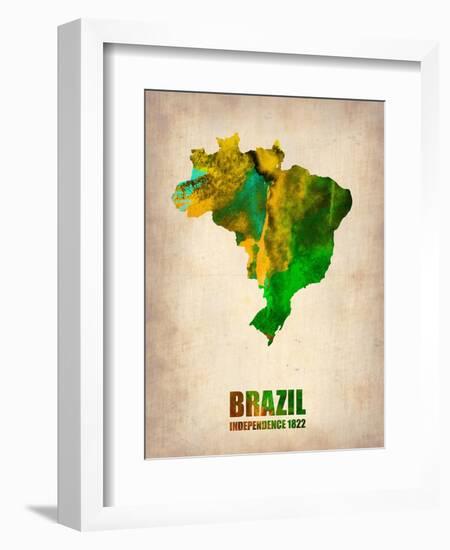 Brazil Watercolor Map-NaxArt-Framed Art Print