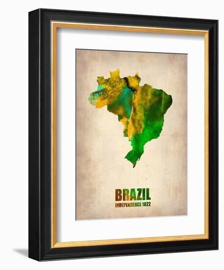 Brazil Watercolor Map-NaxArt-Framed Art Print