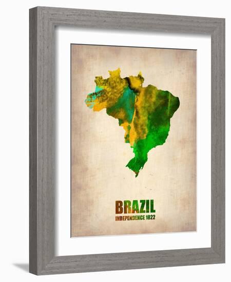 Brazil Watercolor Map-NaxArt-Framed Art Print