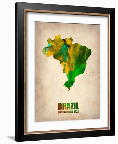 Brazil Watercolor Map-NaxArt-Framed Art Print