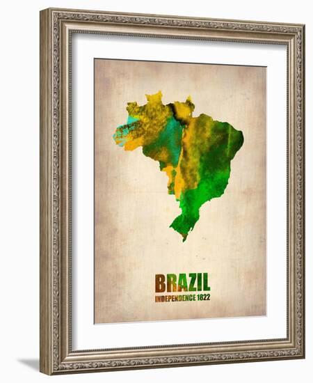 Brazil Watercolor Map-NaxArt-Framed Art Print