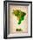 Brazil Watercolor Map-NaxArt-Framed Art Print