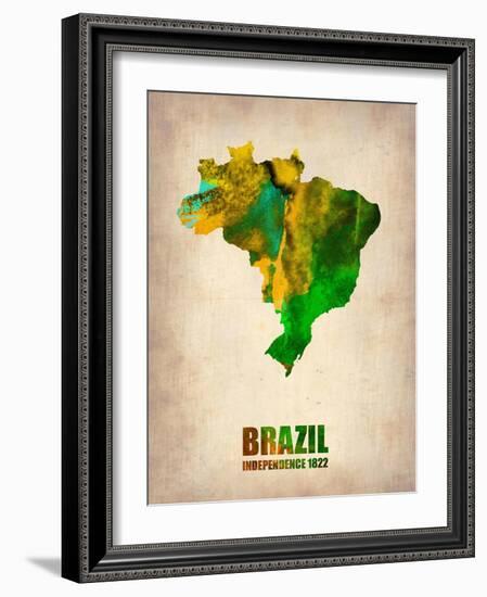 Brazil Watercolor Map-NaxArt-Framed Art Print