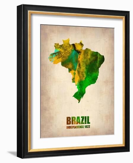 Brazil Watercolor Map-NaxArt-Framed Art Print