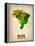 Brazil Watercolor Map-NaxArt-Framed Stretched Canvas