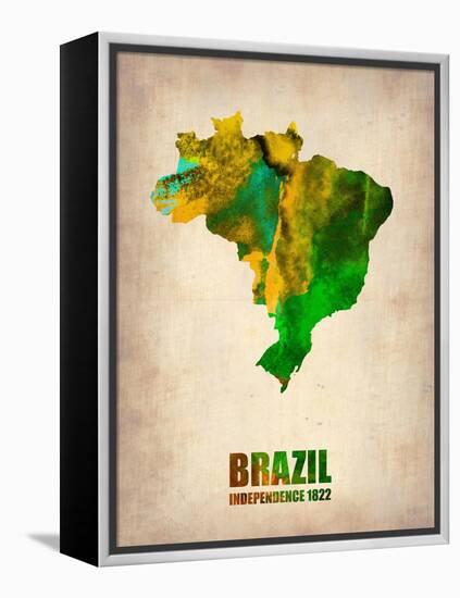 Brazil Watercolor Map-NaxArt-Framed Stretched Canvas