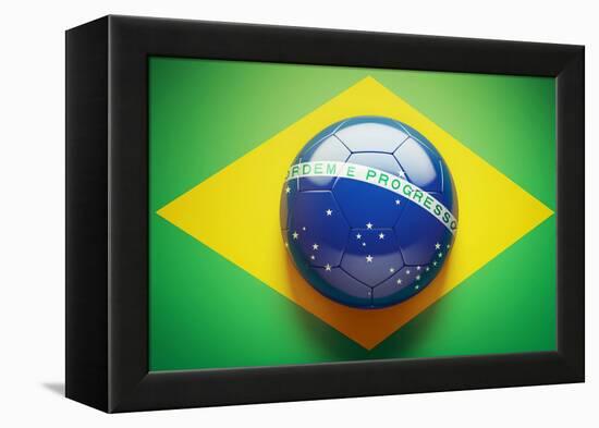 Brazilian Flag Soccer Ball-eabff-Framed Premier Image Canvas