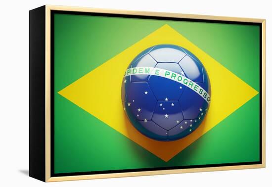 Brazilian Flag Soccer Ball-eabff-Framed Premier Image Canvas