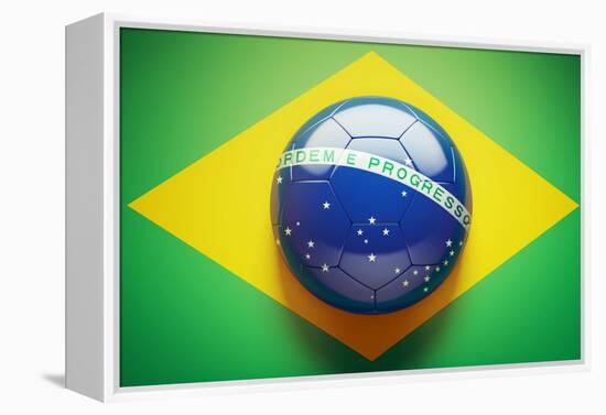 Brazilian Flag Soccer Ball-eabff-Framed Premier Image Canvas