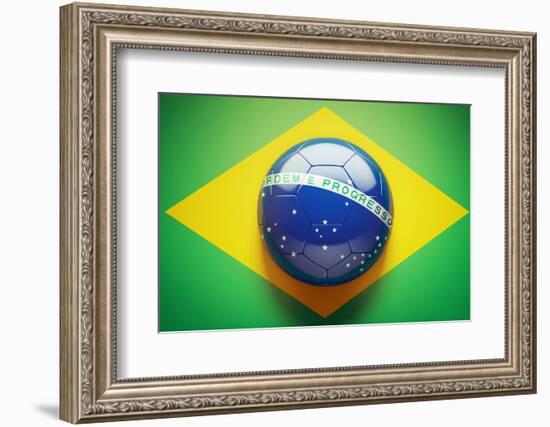 Brazilian Flag Soccer Ball-eabff-Framed Photographic Print