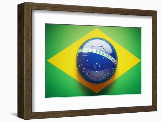 Brazilian Flag Soccer Ball-eabff-Framed Photographic Print