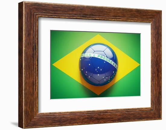 Brazilian Flag Soccer Ball-eabff-Framed Photographic Print