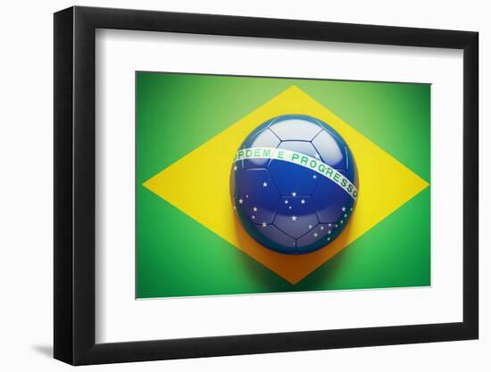 Brazilian Flag Soccer Ball-eabff-Framed Photographic Print