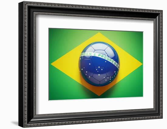 Brazilian Flag Soccer Ball-eabff-Framed Photographic Print