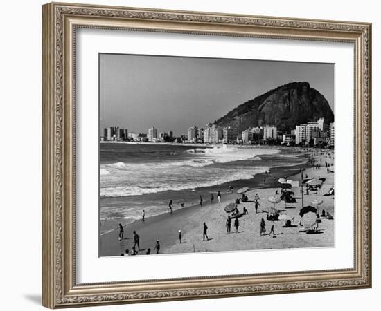 Brazilian Residents Relaxing at the Copacabana Beach-null-Framed Photographic Print