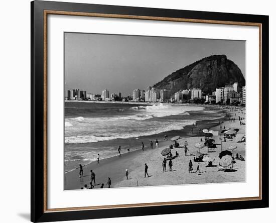 Brazilian Residents Relaxing at the Copacabana Beach-null-Framed Photographic Print