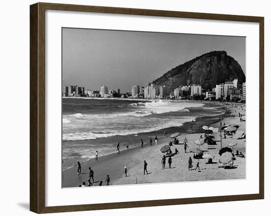 Brazilian Residents Relaxing at the Copacabana Beach-null-Framed Photographic Print