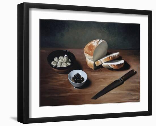 Bread, Olives, Artichoke Hearts and Knife, 2009-James Gillick-Framed Giclee Print