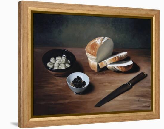 Bread, Olives, Artichoke Hearts and Knife, 2009-James Gillick-Framed Premier Image Canvas